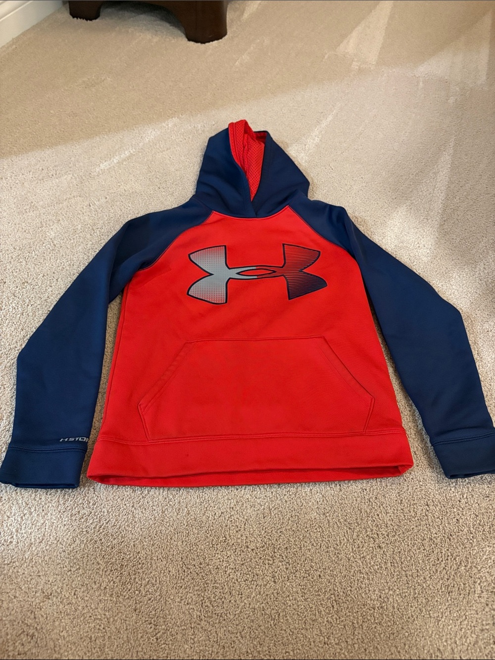 Under Armour Red and Navy Kids Performance Pullover Hoodie Medium
